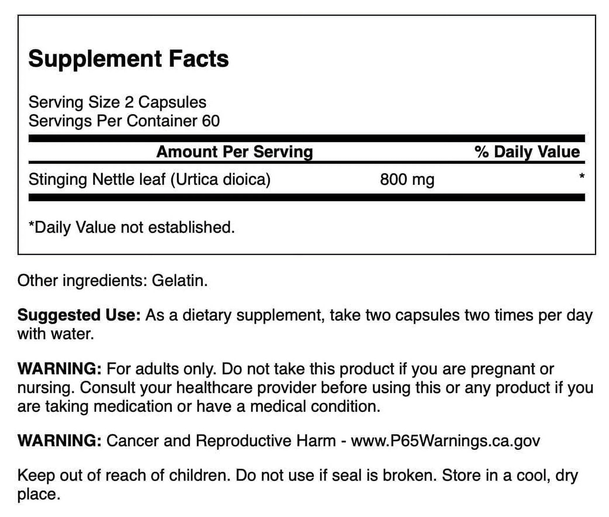 Swanson Stinging Nettle Leaf 400 Mg 120 Caps 4 Pack