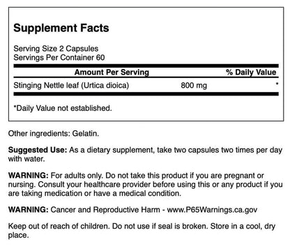Swanson Stinging Nettle Leaf 400 Mg 120 Caps 4 Pack