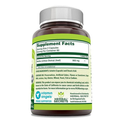 Nettle Leaf 900 Mg per Serving 120 Capsules Supplement