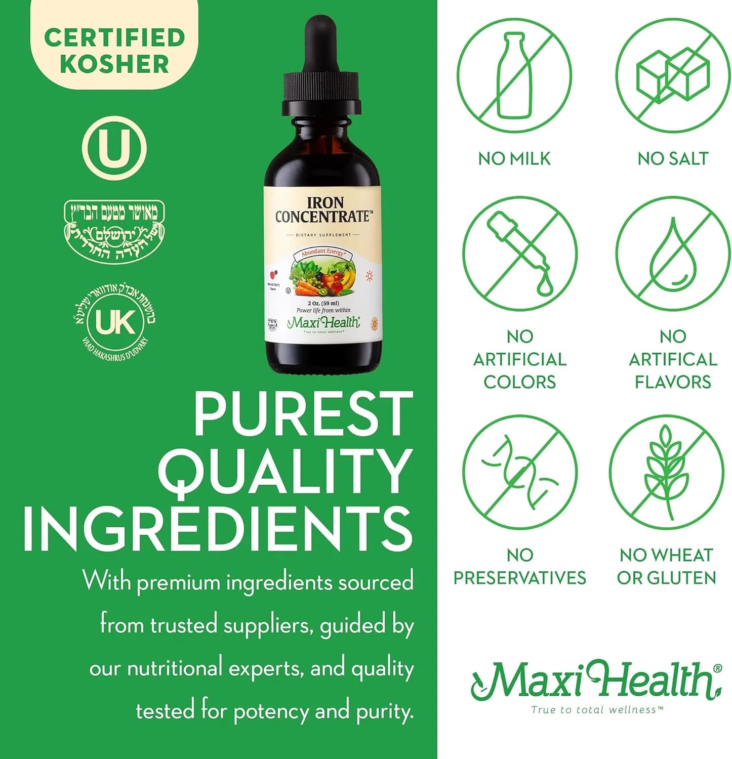 Liquid Iron Supplement for Women, Men and Kids - 15 Mg per ML Berry Flavored - High Potency - Easy to Mix for Immediate Absorption - Increase Energy and Blood Levels without Nausea or Constipation
