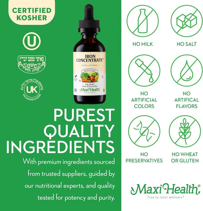 Liquid Iron Supplement for Women, Men and Kids - 15 Mg per ML Berry Flavored - High Potency - Easy to Mix for Immediate Absorption - Increase Energy and Blood Levels without Nausea or Constipation