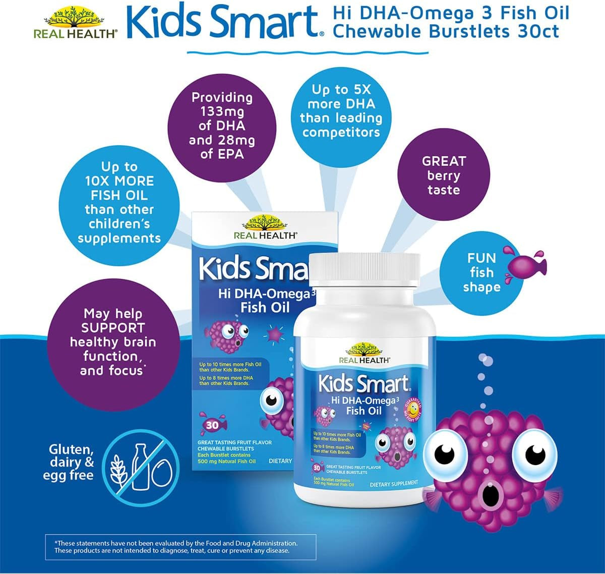 Bioglan Kids Smart Omega 3 Fish Oil, 30 Chewable Burstlets