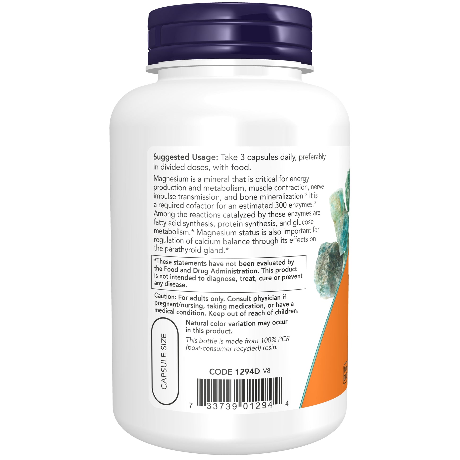 Supplements, Magnesium Citrate, Enzyme Function*, Nervous System Support*, 120 Veg Capsules