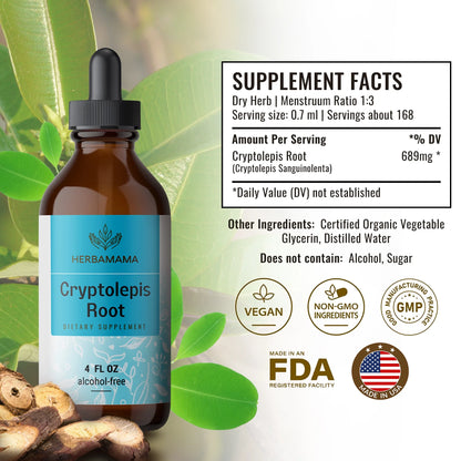 Cryptolepis Liquid Extract - Organic Tincture for Immune Support, Herbal Drops 4 Fl. Oz