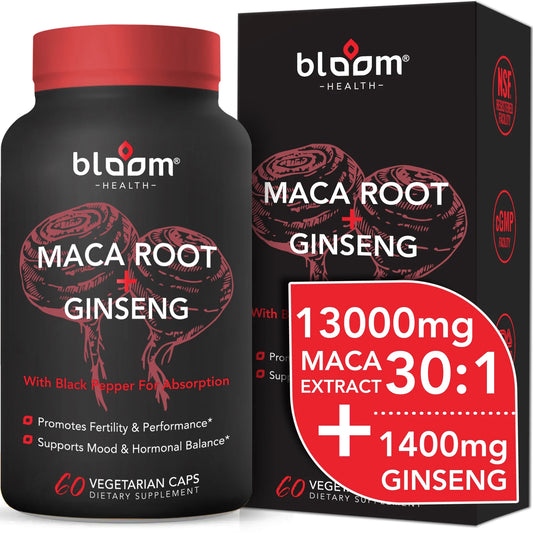 Maca Root + Ginseng Supplement 11400Mg High - Potency 60CT