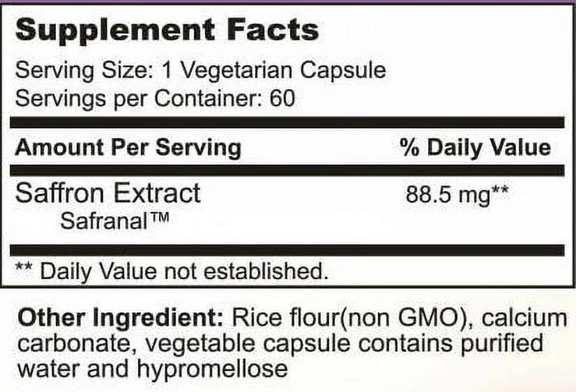 BOGO Sale - Pure Saffron Extract - Two 60 Count Bottles, 88.5Mg per Serving