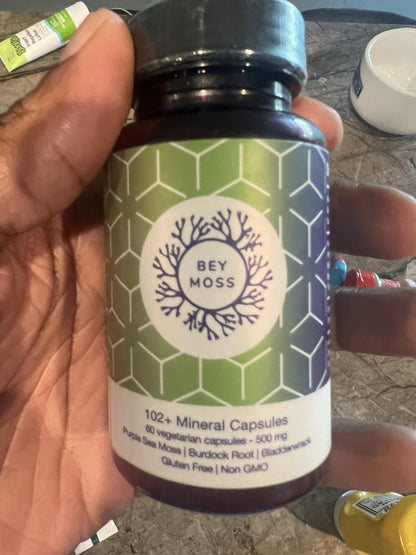 Bey Moss 102+ Mineral Purple Sea Moss Capsules - Potent Herbal Blend for Holistic Health