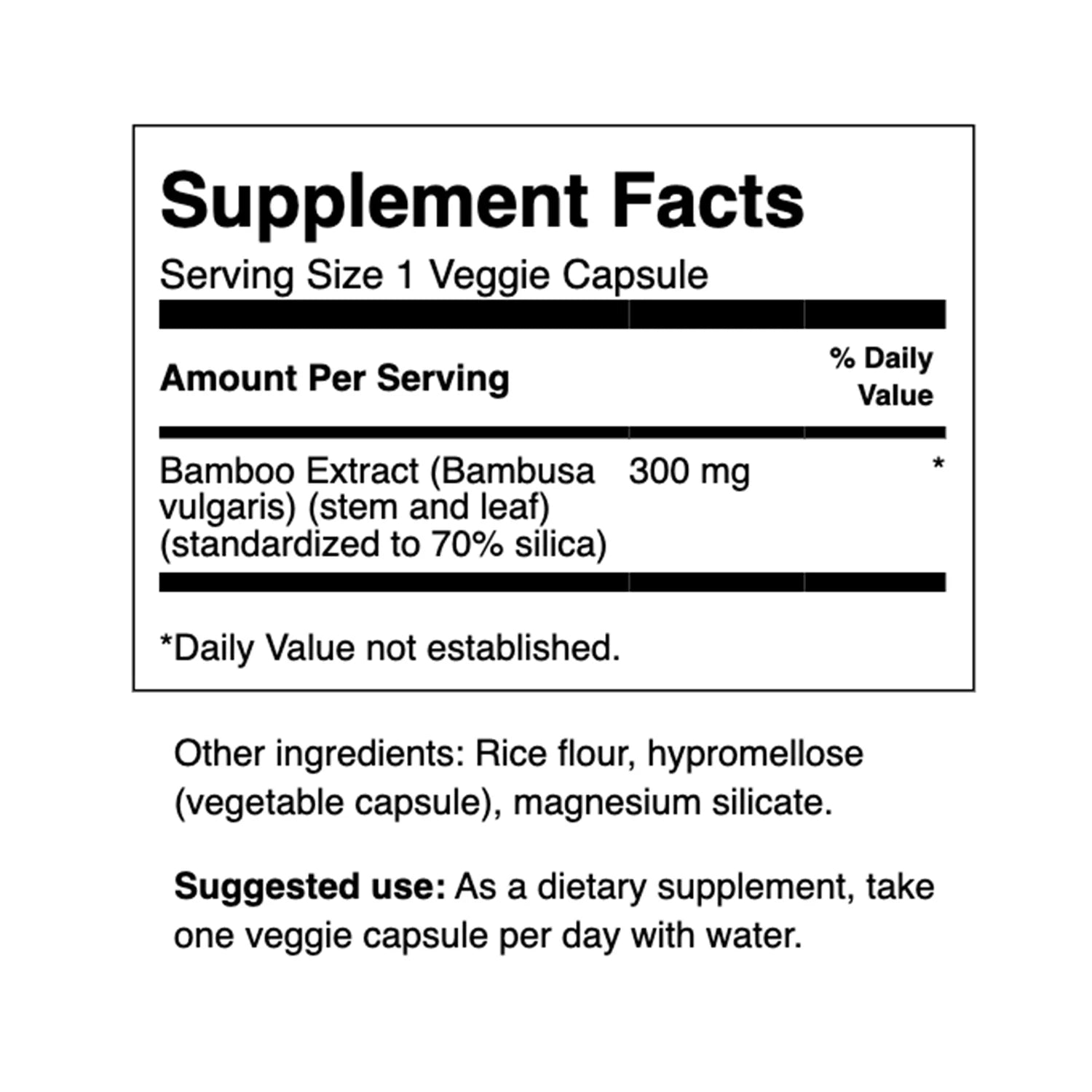 Bamboo Extract Vegetable Capsules, 300 Mg, 60 Count