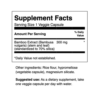 Bamboo Extract Vegetable Capsules, 300 Mg, 60 Count