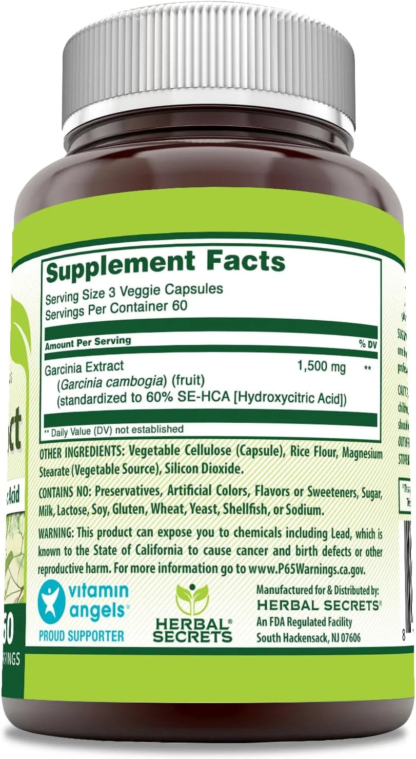 Garcinia Extract 1500 Milligrams 180 Veggie Capsules Supplement | Non-Gmo | Gluten-Free | Made in USA