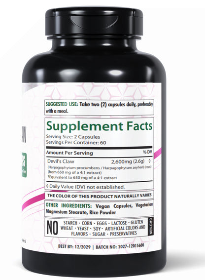 Healthfare Devils Claw 2600Mg 120 Caps Supports Inflammation Back Joint Pain USA