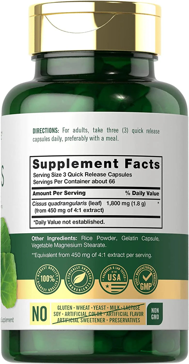 Cissus Quadrangularis Extract | 1800Mg | 200 Capsules | by