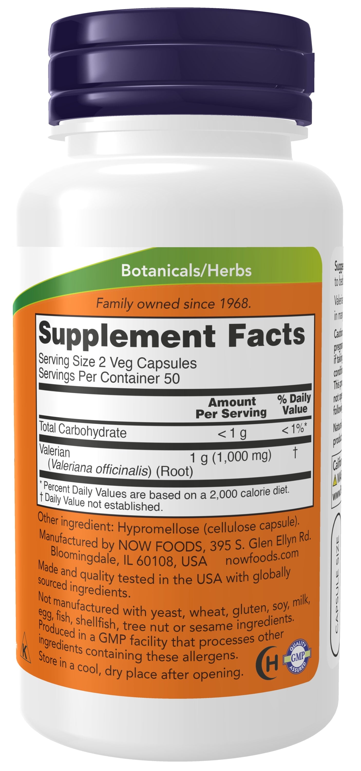Supplements, Valerian Root (Valeriana Officinalis) 500 Mg, Herbal Supplement, 100 Veg Capsules