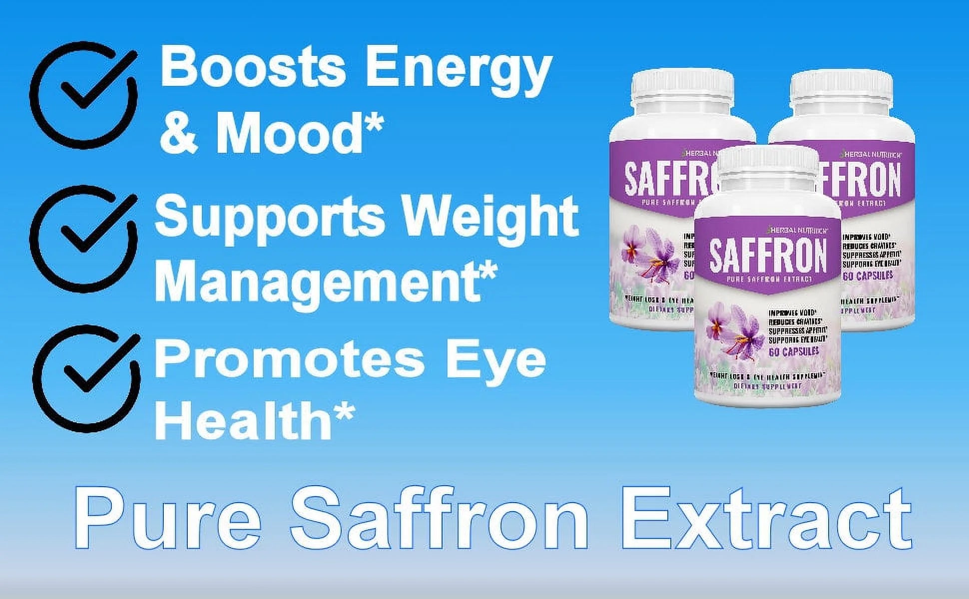BOGO Sale - Pure Saffron Extract - Two 60 Count Bottles, 88.5Mg per Serving