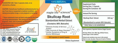 Skullcap Root Extract Capsule (98% Baicalin) Scutellaria Baicalensis Extract