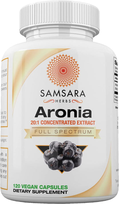 Aronia Berry 20:1 Extract (120X500Mg Capsules) - Antioxidant, Flavonoids and Pol