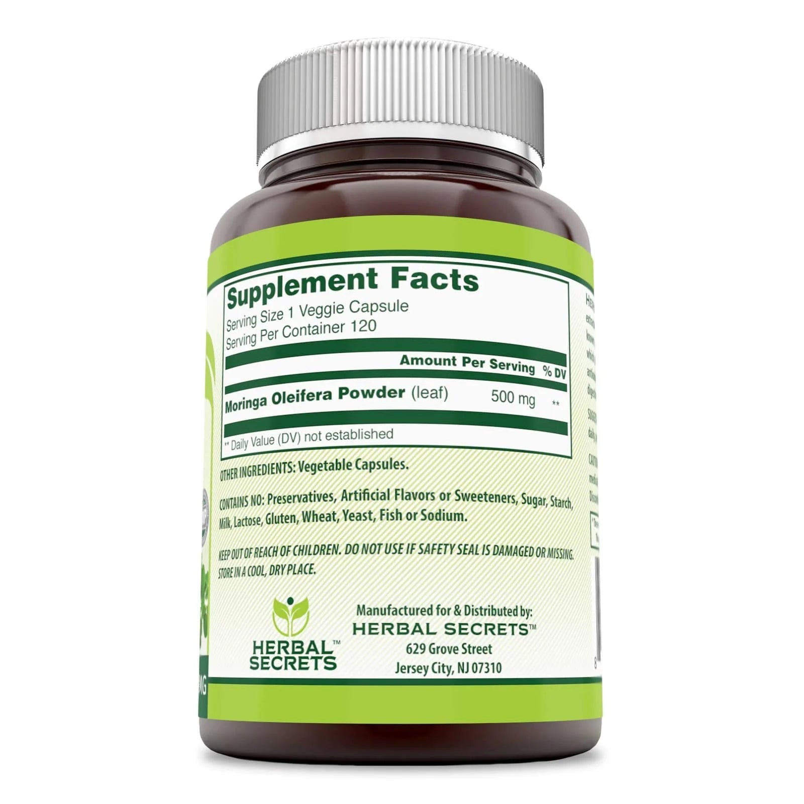 Moringa 500 Mg per Serving 120 Veggie Capsules Supplement | Non-Gmo | Gluten Free | Made in USA | Suitable for Vegetarian