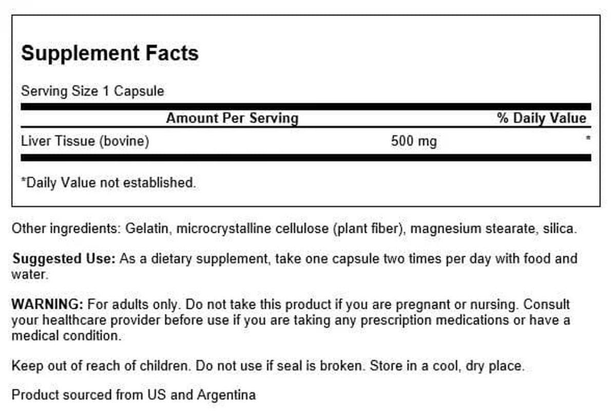 Swanson Liver Glandular 500 Mg 60 Caps 3 Pack