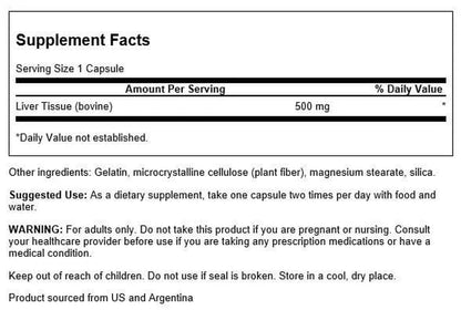 Swanson Liver Glandular 500 Mg 60 Caps 3 Pack