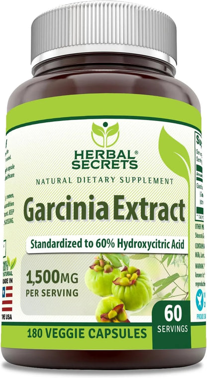 Garcinia Extract 1500 Milligrams 180 Veggie Capsules Supplement | Non-Gmo | Gluten-Free | Made in USA