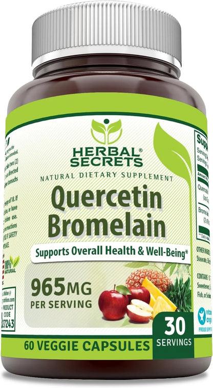 Quercetin 800Mg with Bromelain 165Mg 60 Veggie Capsules Supplement | Non-Gmo | Gluten Free | Made in USA