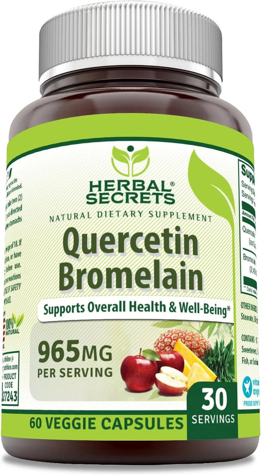 Quercetin 800Mg with Bromelain 165Mg 60 Veggie Capsules Supplement | Non-Gmo | Gluten Free | Made in USA