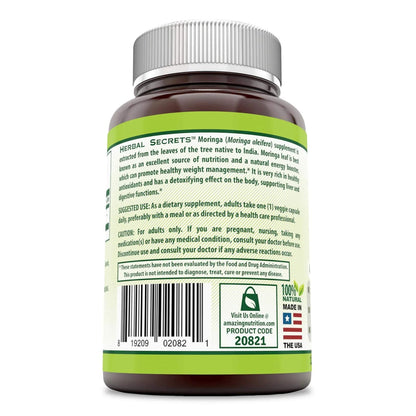 Moringa 500 Mg per Serving 120 Veggie Capsules Supplement | Non-Gmo | Gluten Free | Made in USA | Suitable for Vegetarian