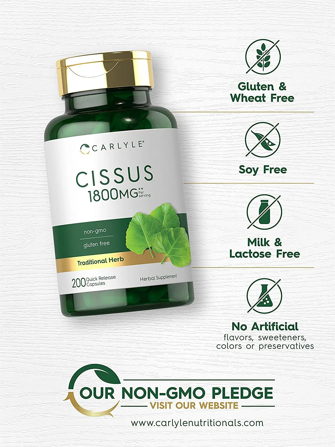Cissus Quadrangularis Extract | 1800Mg | 200 Capsules | by