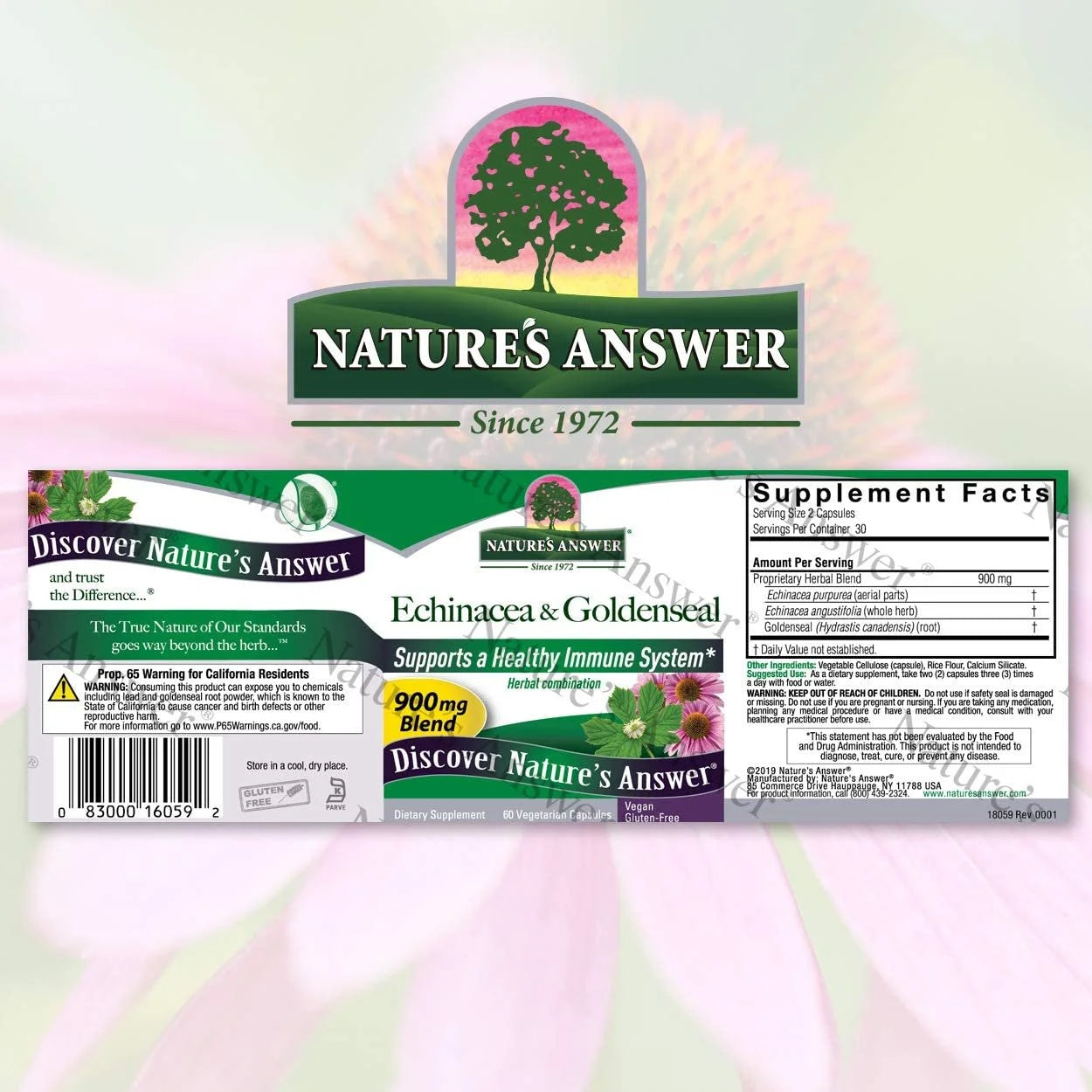 Echinacea & Goldenseal Root Natural Whole Herb 100Ct, 5-Pack
