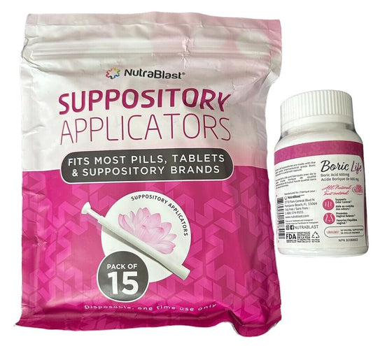 Nutrablast Boric Life Vaginal Suppositories 600Mg & Applicators Expires 2027