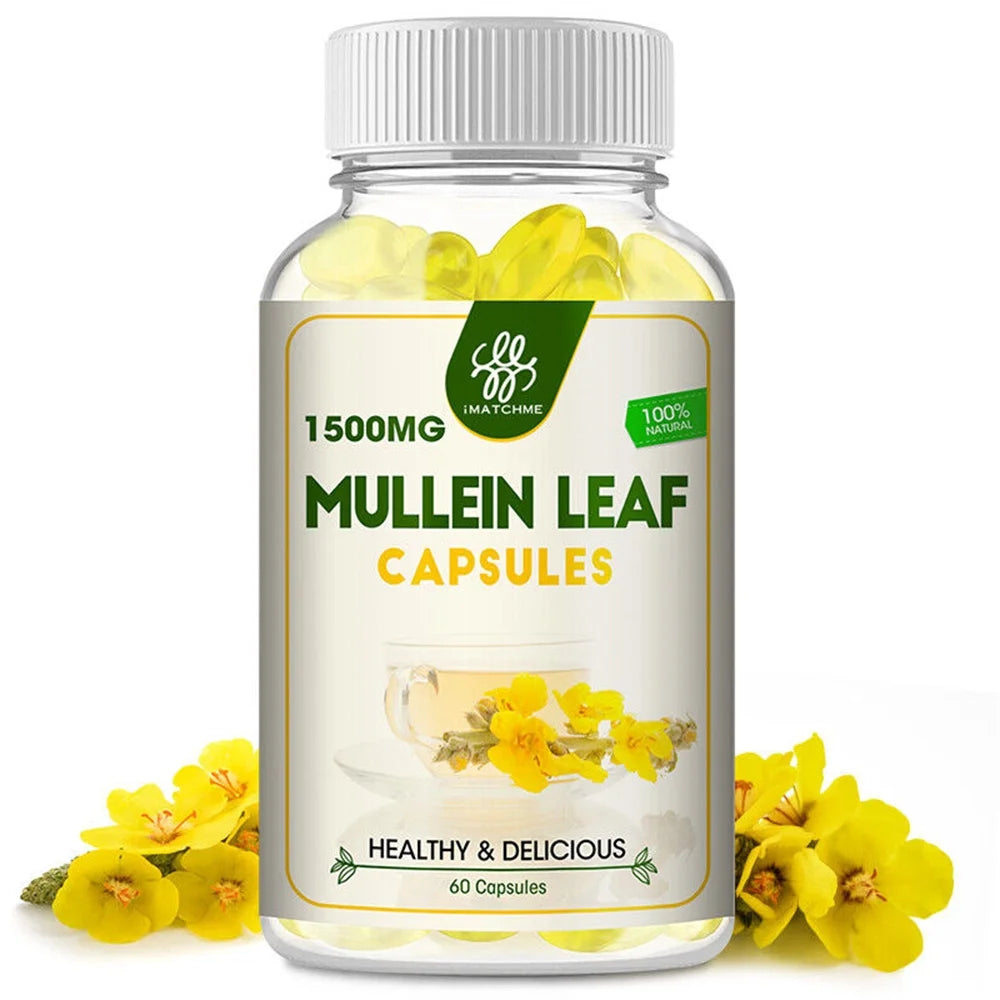 Natural Mullein Leaf Capsules Herbal Supplement 1500 Mg | 60 Capsules | Non-Gmo, Gluten Free | Health Support