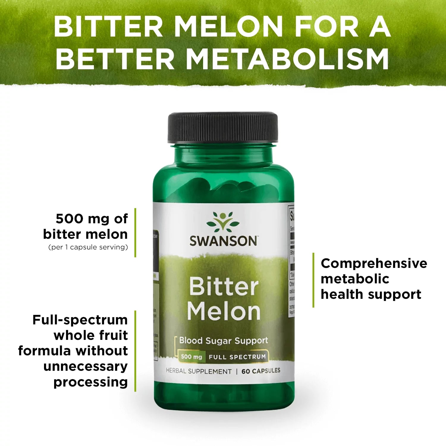 Herbal Supplements Full Spectrum Bitter Melon 500 Mg Capsule 60Ct